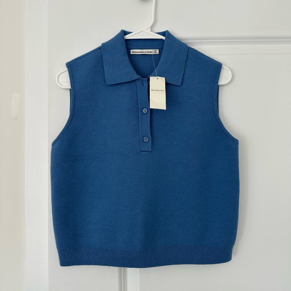 Abercrombie & Fitch Blue Collared Sweater vest